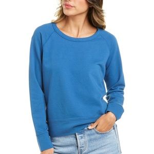 James Perse Blue Raglan Cropped Pullover, Size 3